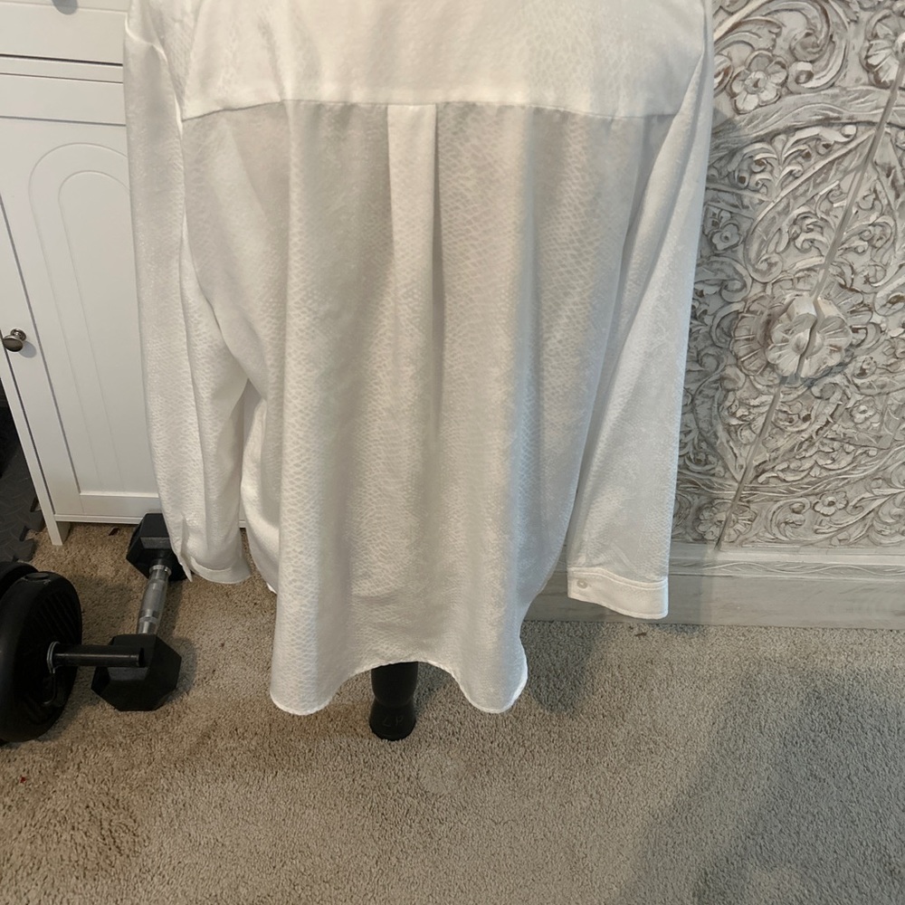 Chico's Couture White V-Neck Blouse Long Sleeve Size 3 XL /16/XL Minimalist - Picture 14 of 16